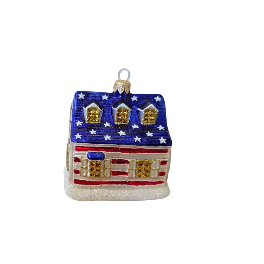 Vintage Hand Blown Glass Glitter Patriotic Home Christmas Ornament 2004 - Picture 5 of 6